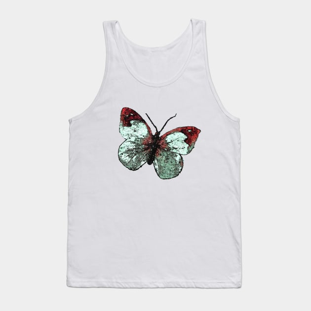 Painted White and Red Butterfly Garden Tank Top by oknoki